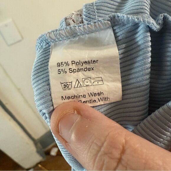 Blue Lace Trim Striped Cami Top - Picture 3 of 4